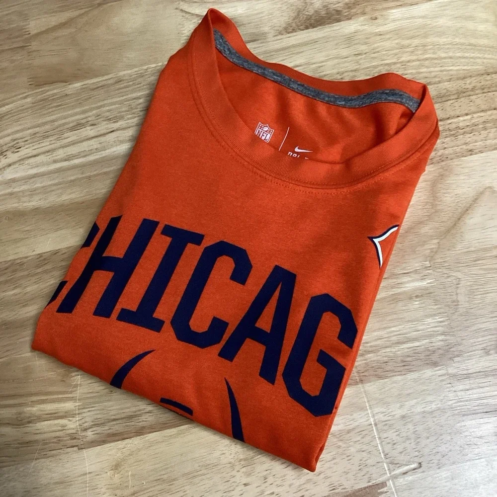 Men's Nike Chicago Bears Football NFL Short Sleeved Performance‎ Tee Orange 2XL